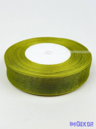 Organza szalag szegett 20mm x 45,72m - Olivazöld