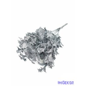 Glitteres ilex csokor 33cm - Ezüst