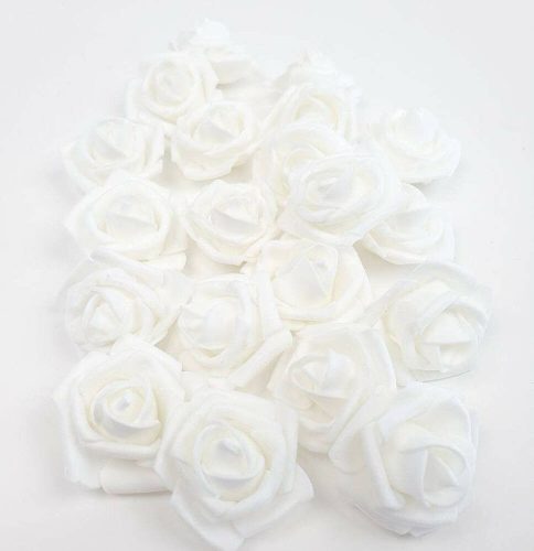 Polifoam rózsa virágfej habrózsa 4 cm - Fehér