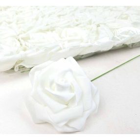 Polifoam rózsa virágfej habrózsa szárral 7-8 cm - Fehér