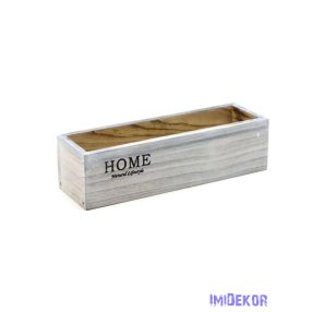 Home feliratos tégla fa kaspó - Koptatott