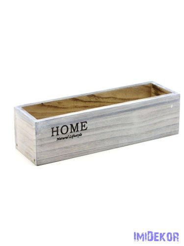 Home feliratos tégla fa kaspó - Koptatott
