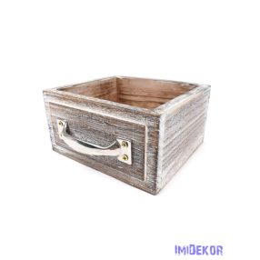 Fiók fa láda kisebb - Koptatott Fehér