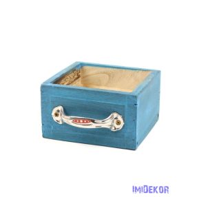 Fiók fa láda kisebb - Kék