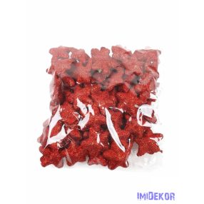 Glitteres csillag díszítő 2,5cm kb 60db/cs - Piros