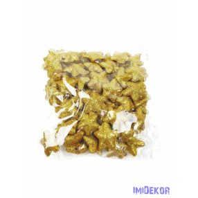 Glitteres csillag díszítő 2,5cm kb 60db/cs - Arany