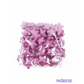 Glitteres csillag díszítő 2,5cm kb 60db/cs - Lila