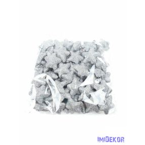 Glitteres csillag díszítő 2,5cm kb 60db/cs - Ezüst