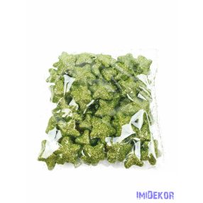 Glitteres csillag díszítő 2,5cm kb 60db/cs - Zöld