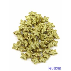   Glitteres csillag díszítő 2,5cm kb 60db/cs - Világos Arany