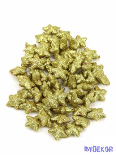 Glitteres csillag díszítő 2,5cm kb 60db/cs - Világos Arany