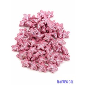   Glitteres csillag díszítő 2,5cm kb 60db/cs - Világos Rózsaszín