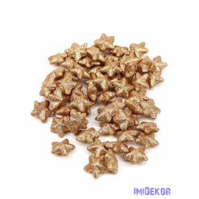   Glitteres csillag díszítő 2,5cm kb 60db/cs - Világos Bronz