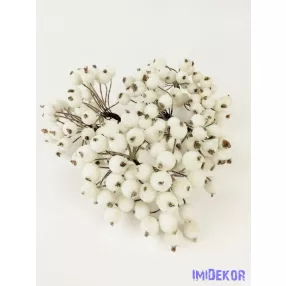 Csillámos drótos bogyó 1cm - Fehér