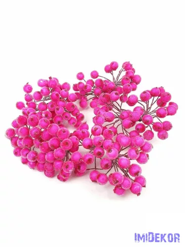 Csillámos drótos bogyó 1cm - Pink