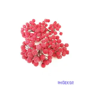 Csillámos drótos bogyó 1cm - Piros
