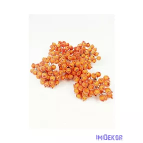 Csillámos drótos bogyó 1cm - Sötét Narancs