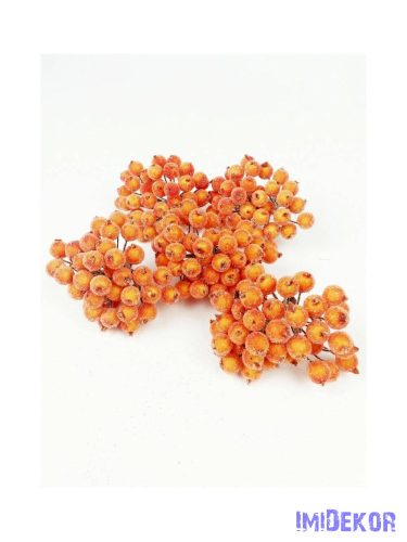 Csillámos drótos bogyó 1cm - Sötét Narancs