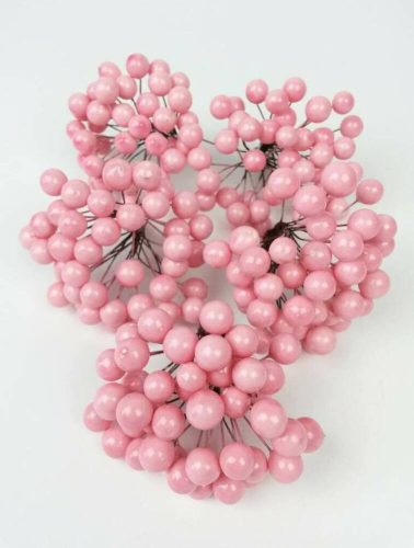 Drótos bogyó 1 cm 20 db - Rózsaszín