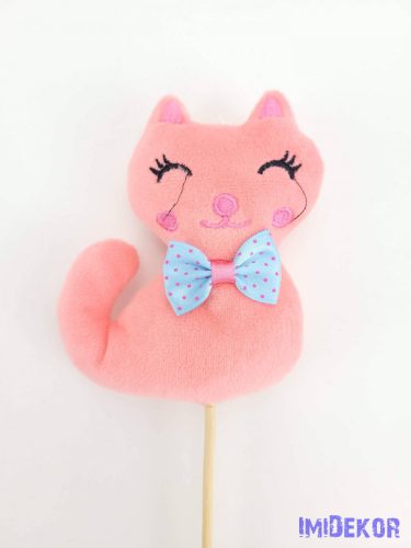 Ülő cica plüss pálcás betűző - Rózsaszín