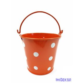 Kicsi pöttyös bádog vödör - Narancs