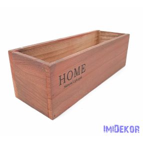 Home feliratos tégla fa kaspó - Világos barnás