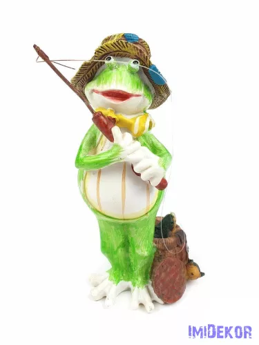 Horgász béka figura - két hallal