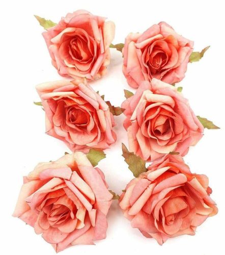 Rózsa selyemvirág fej 7-8 cm - Antik Barack