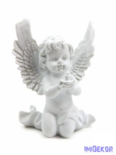 Szárnyas térdeklő angyalka figura 11,5cm - B