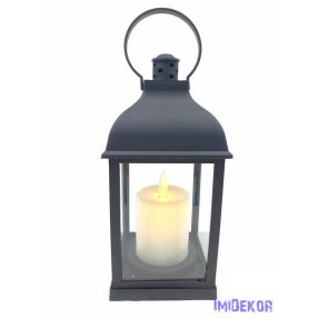 LED lámpás mozgó gyertyalánggal 20 cm magas - Fekete