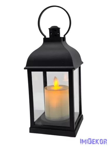 LED lámpás mozgó gyertyalánggal 20 cm magas - Fekete