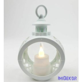 LED lámpás gyertyával kerek 12 cm - Fehér