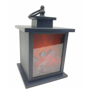 LED hátfalas lámpás "kandalló" 19 cm - Kocka