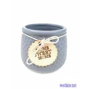 Fa címkés Home Sweet Home kaspó - Szürke