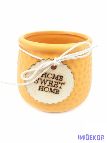 Fa címkés Home Sweet Home kaspó - Napsárga