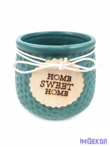 Fa címkés Home Sweet Home kaspó - Zöld
