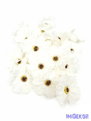 Gerbera selyemvirág fej 7,5 cm - Fehér