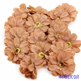 Gerbera selyemvirág fej 7,5 cm - Közép Barna