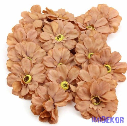 Gerbera selyemvirág fej 7,5 cm - Közép Barna