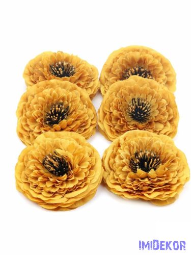 Zinnia selyemvirág fej 9,5 cm - Mustár
