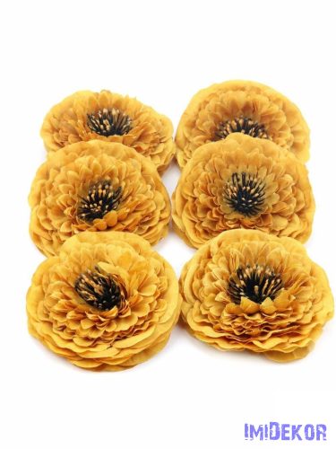 Zinnia selyemvirág fej 9,5 cm - Mustár