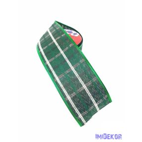 Karácsonyi kockás szalag 6cm x 9,14m - Zöld