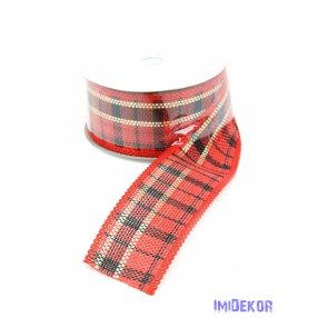 Karácsonyi kockás juta szalag 38mm x 9,14m - D