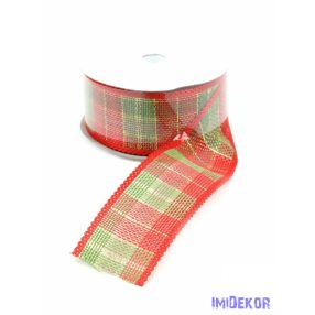 Karácsonyi kockás juta szalag 38mm x 9,14m - E