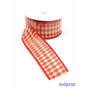 Karácsonyi kockás juta szalag 38mm x 9,14m - C