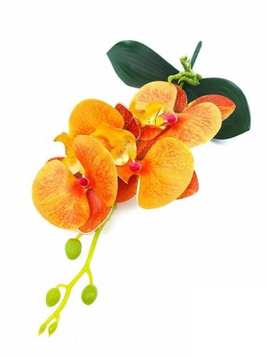 Orchidea gumis Phalaenopsis 4 fejes 2 leveles művirág 37 cm - Narancs