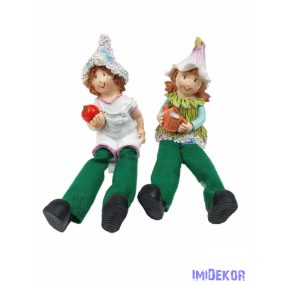 Színes virágkalapos lógólábú figura