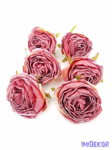 Rózsa selyemvirág fej 7cm - Világos Mályva