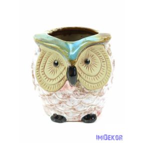 Bagoly kerámia kaspó - Fehér