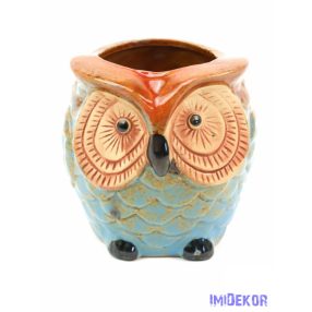 Bagoly kerámia kaspó - Kék